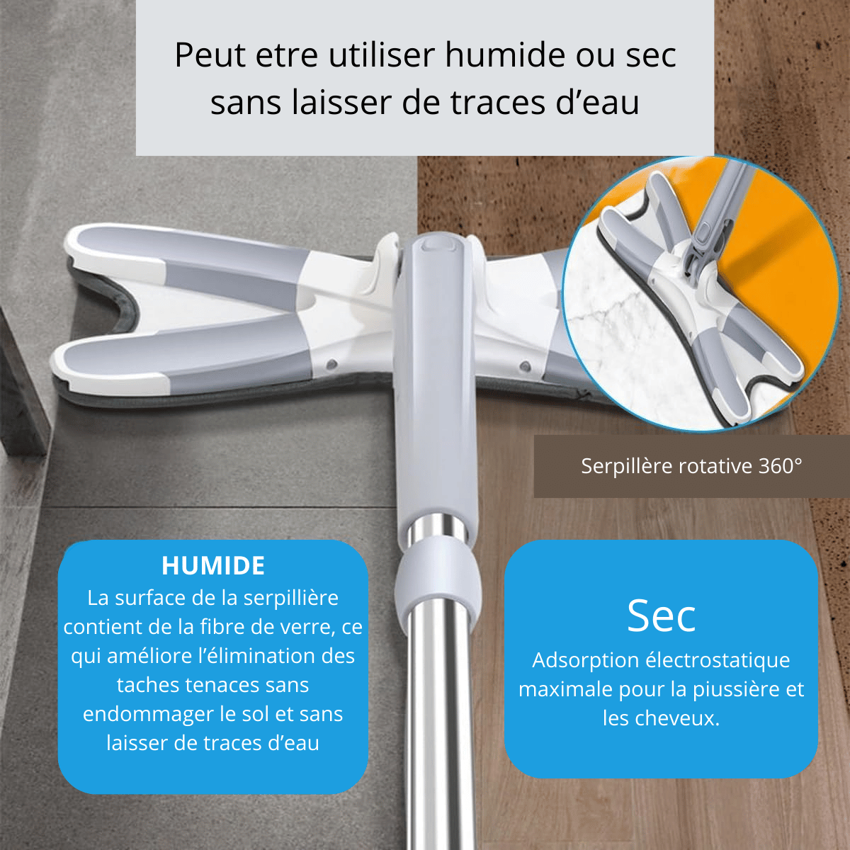 Serpillère rotative 360°